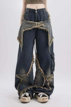 Y2K Gothic Grunge Cargo Baggy Jeans - Retro 90s Summer Outfit for Women