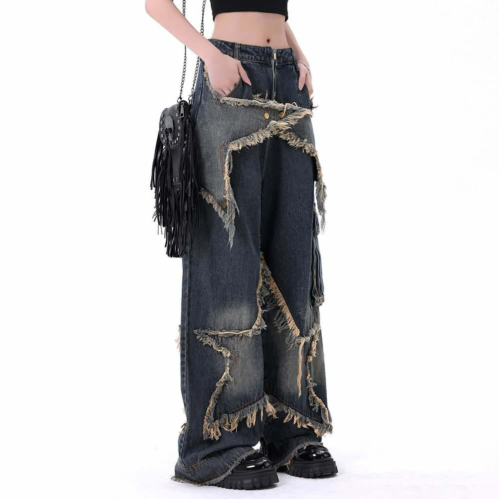 Y2K Gothic Grunge Cargo Baggy Jeans - Retro 90s Summer Outfit for Women