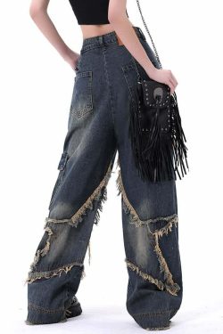 Y2K Gothic Grunge Cargo Baggy Jeans - Retro 90s Summer Outfit for Women