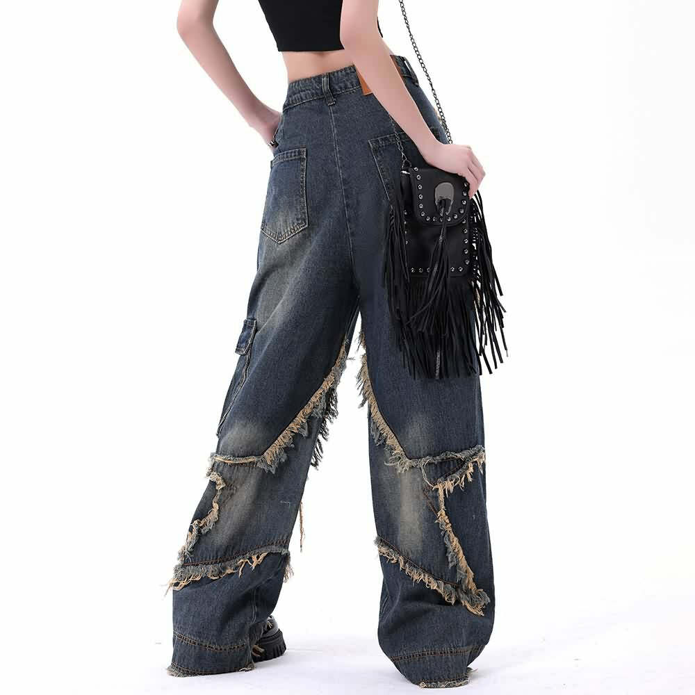 Y2K Gothic Grunge Cargo Baggy Jeans - Retro 90s Summer Outfit for Women
