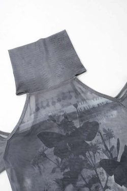 Y2K Gothic Grunge Cold Shoulder Turtleneck Long Sleeve Top - Retro 90s Fashion for Women