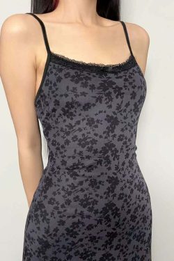 Y2K Gothic Grunge Floral Mesh Maxi Dress - 90s Retro Summer Party Outfit