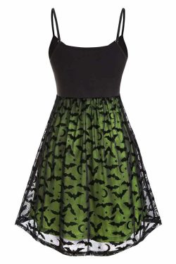 Y2K Gothic Halloween Bat Lace Dress - Retro 90s Grunge, Pastel Goth, Y2K Party Outfit
