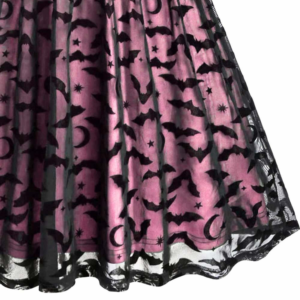 Y2K Gothic Halloween Bat Lace Dress - Retro 90s Grunge, Pastel Goth, Y2K Party Outfit