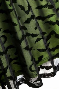 Y2K Gothic Halloween Bat Lace Dress - Retro 90s Grunge, Pastel Goth, Y2K Party Outfit