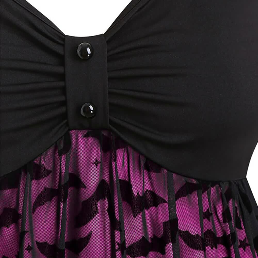 Y2K Gothic Halloween Bat Lace Dress - Retro 90s Grunge, Pastel Goth, Y2K Party Outfit