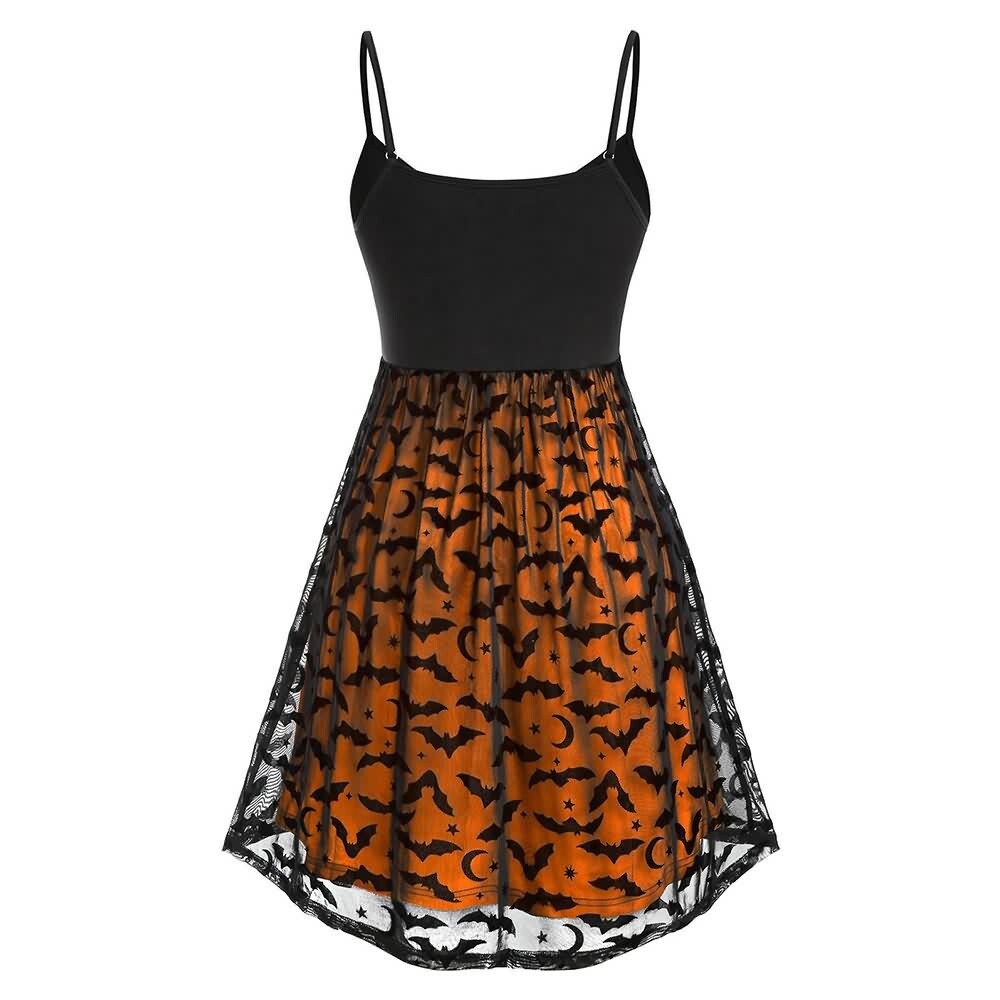 Y2K Gothic Halloween Bat Lace Dress - Retro 90s Grunge, Pastel Goth, Y2K Party Outfit