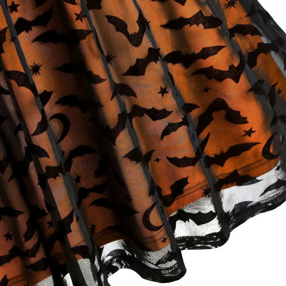 Y2K Gothic Halloween Bat Lace Dress - Retro 90s Grunge, Pastel Goth, Y2K Party Outfit