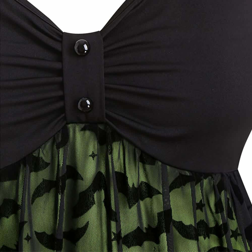 Y2K Gothic Halloween Bat Lace Dress - Retro 90s Grunge, Pastel Goth, Y2K Party Outfit