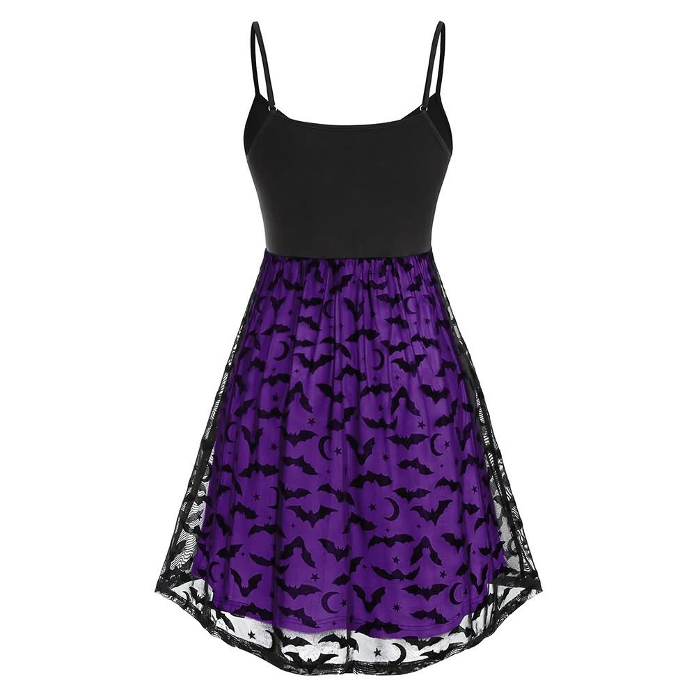 Y2K Gothic Halloween Bat Lace Dress - Retro 90s Grunge, Pastel Goth, Y2K Party Outfit