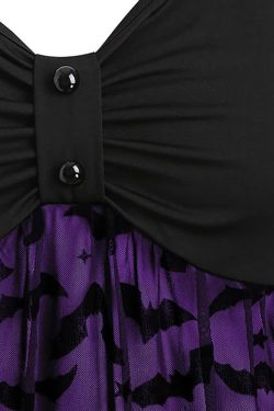 Y2K Gothic Halloween Bat Lace Dress - Retro 90s Grunge, Pastel Goth, Y2K Party Outfit