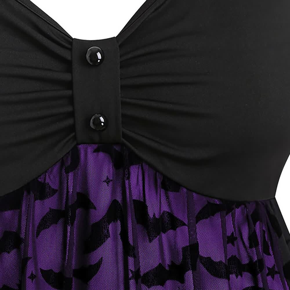 Y2K Gothic Halloween Bat Lace Dress - Retro 90s Grunge, Pastel Goth, Y2K Party Outfit