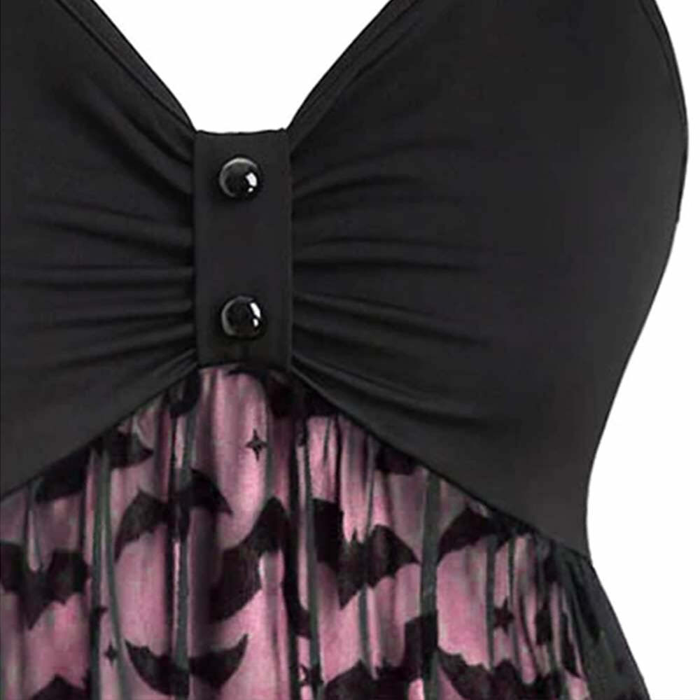 Y2K Gothic Halloween Bat Lace Dress - Retro 90s Grunge, Pastel Goth, Y2K Party Outfit