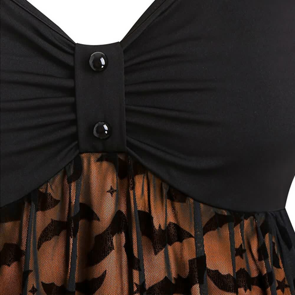 Y2K Gothic Halloween Bat Lace Dress - Retro 90s Grunge, Pastel Goth, Y2K Party Outfit