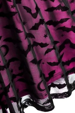 Y2K Gothic Halloween Bat Lace Dress - Retro 90s Grunge, Pastel Goth, Y2K Party Outfit