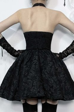 Y2K Gothic Halter Sleeveless Mini Skirt - Retro 90s Grunge Summer Outfit for Women