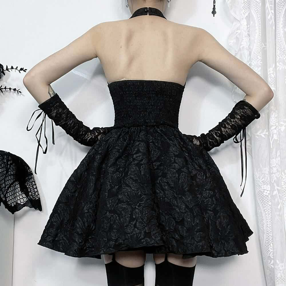 Y2K Gothic Halter Sleeveless Mini Skirt - Retro 90s Grunge Summer Outfit for Women