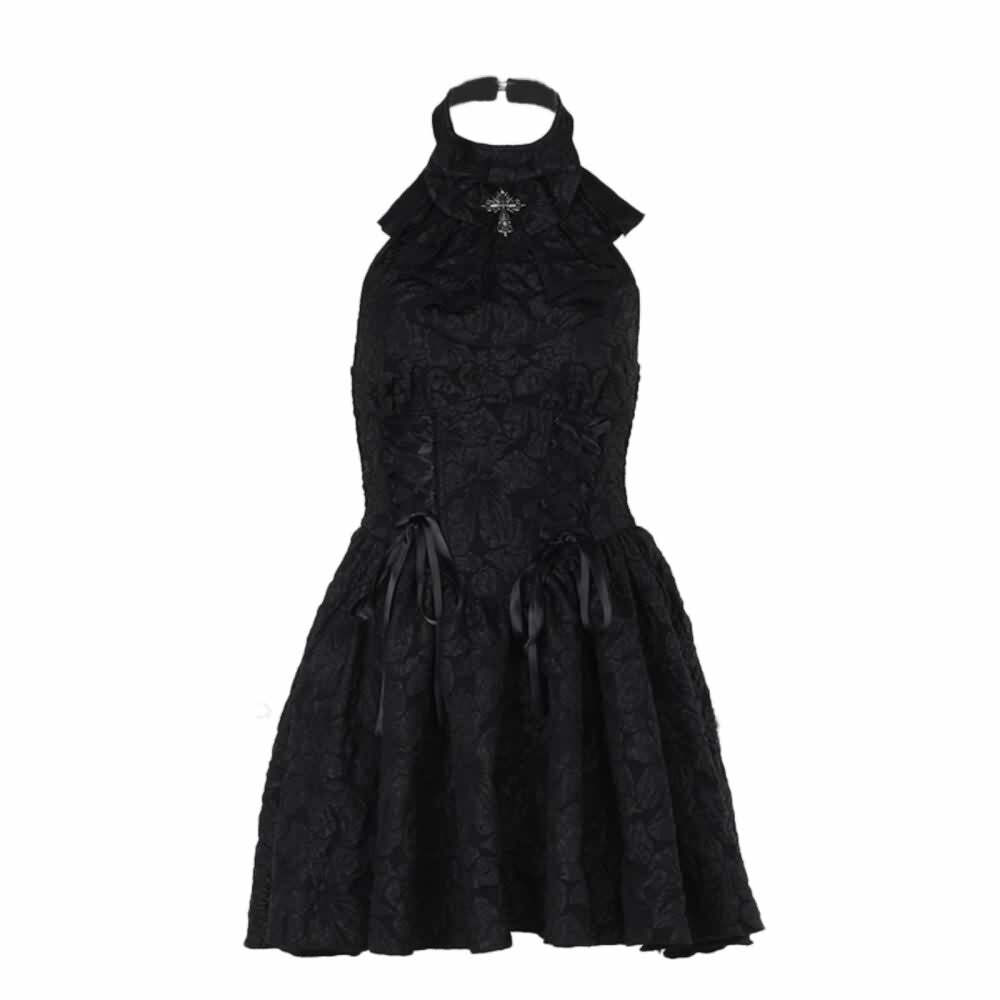 Y2K Gothic Halter Sleeveless Mini Skirt - Retro 90s Grunge Summer Outfit for Women