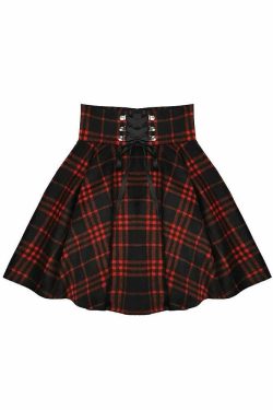 Y2K Gothic Harajuku Red Black Plaid Mini Skirt - 90s Grunge Retro Summer Outfit