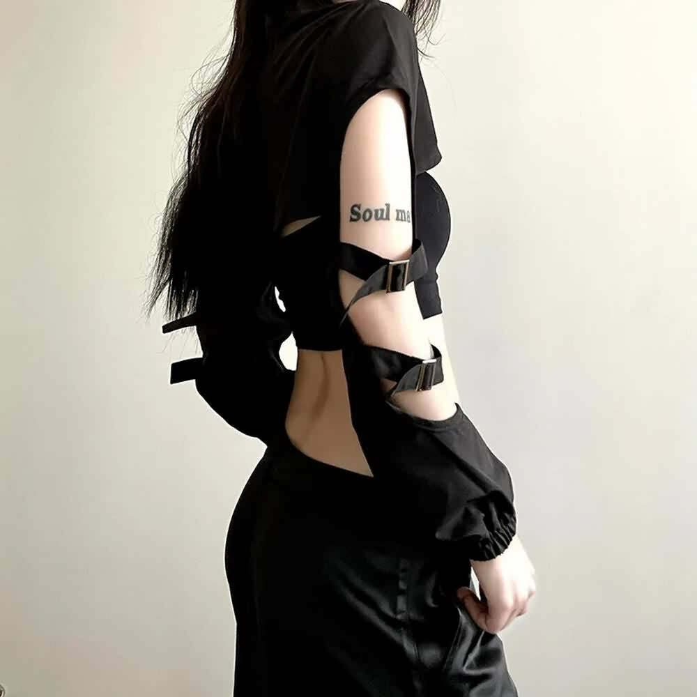 Y2K Gothic High Collar Crop Jacket - Retro 90s Grunge Fashion, Perfect for Y2K Outfits