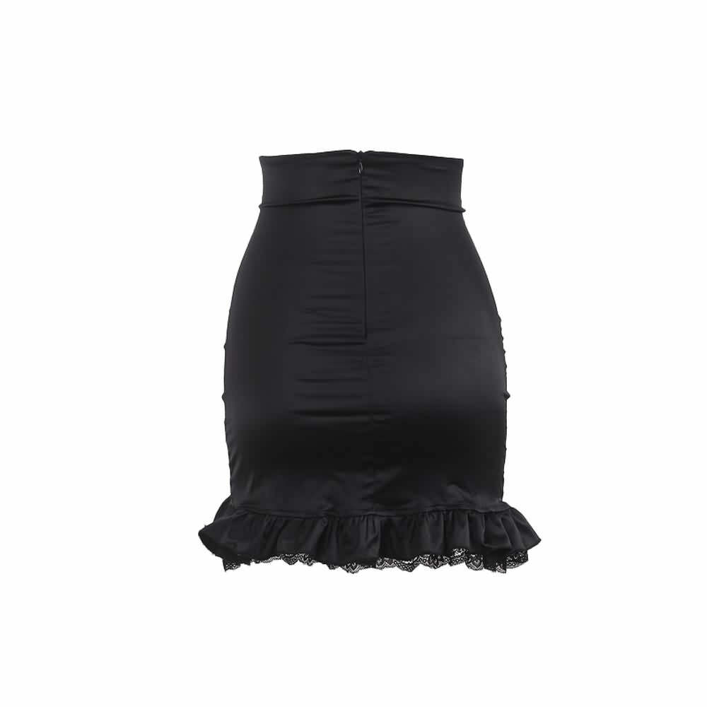 Y2K Gothic High Waist Ruched Mini Skirt - 90s Grunge Summer Outfit, Retro Party Fashion