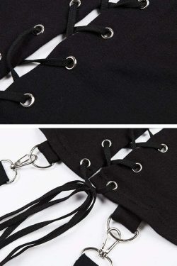 Y2K Gothic Hoodie with Straps - 90s Grunge, Retro Style, Y2K Fashion, Pastel Goth Outfits