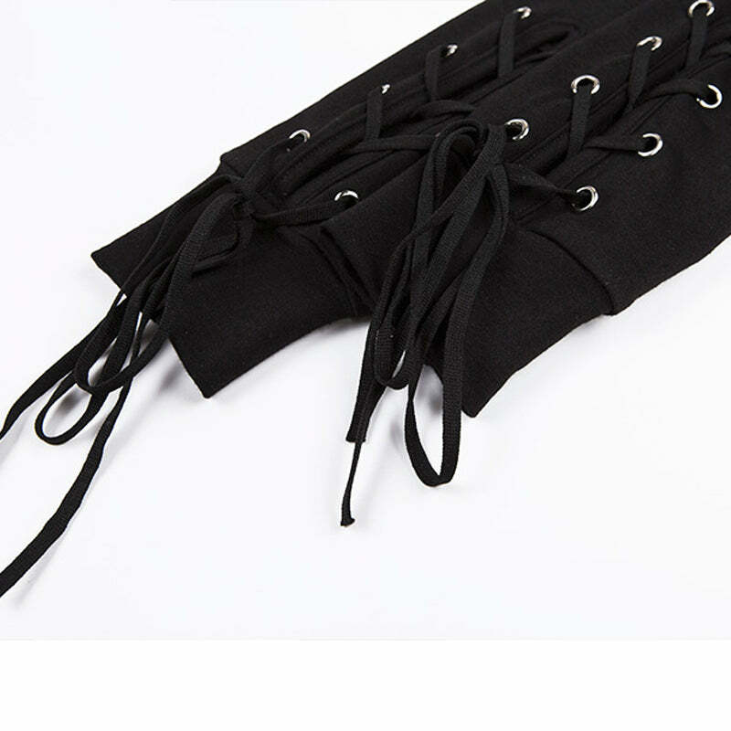 Y2K Gothic Hoodie with Straps - 90s Grunge, Retro Style, Y2K Fashion, Pastel Goth Outfits
