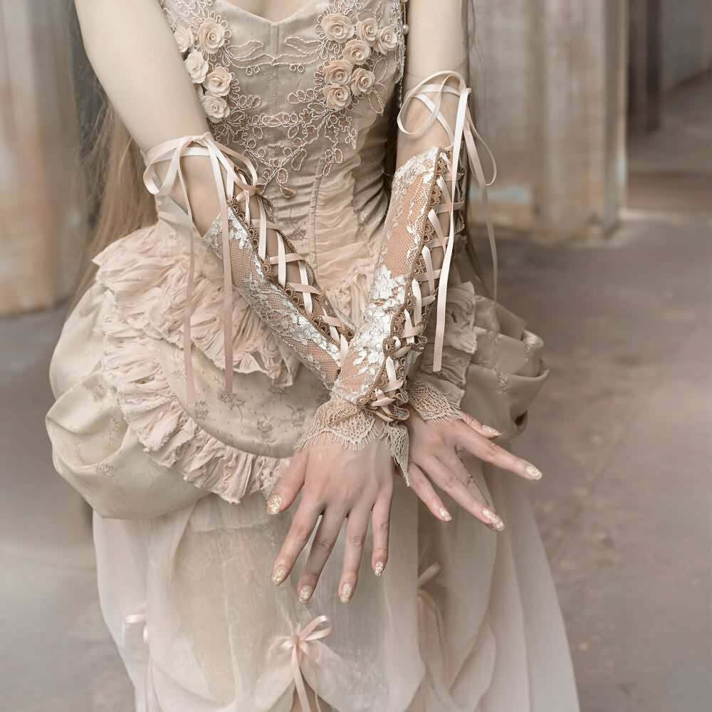 Y2K Gothic Lace Fingerless Arm Warmer Gloves - Retro 90s Grunge, Pastel Goth, Y2K Fashion
