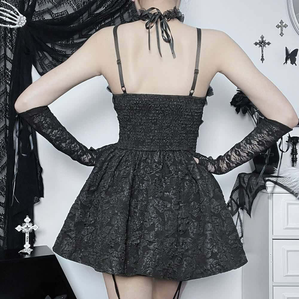 Y2K Gothic Lace Mini Dress with Shrug - Perfect for 90s Grunge, Retro, and Summer Party Outfits