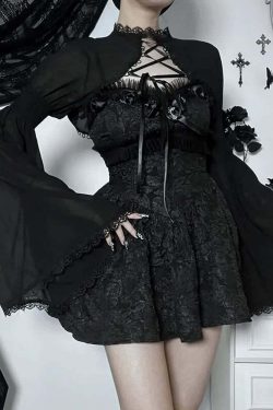 Y2K Gothic Lace Mini Dress with Shrug - Perfect for 90s Grunge, Retro, and Summer Party Outfits