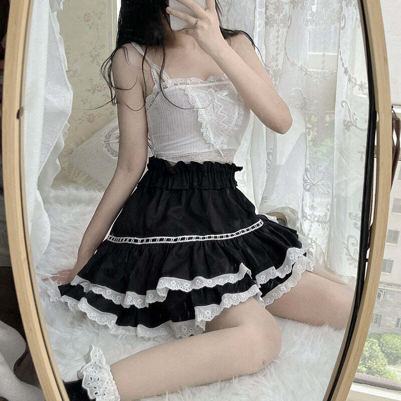 Y2K Gothic Lolita Mini Skirt - Retro 90s Grunge, Pastel Goth, and Summer Y2K Fashion