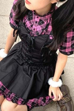 Y2K Gothic Lolita Punk Mini Dress - 90s Grunge, Retro Summer Outfit, Y2K Party & Club Fashion