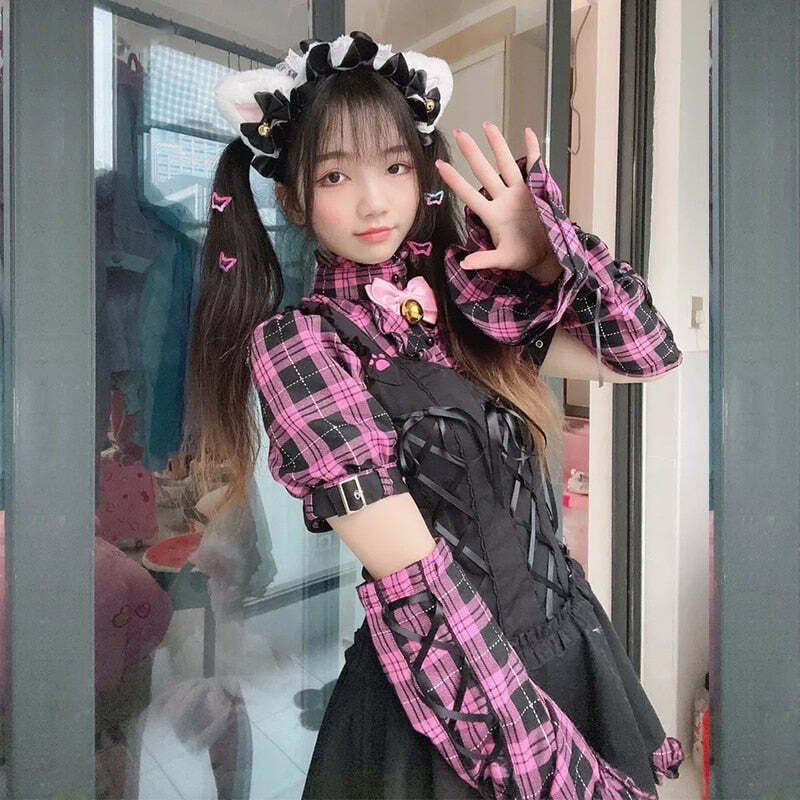 Y2K Gothic Lolita Punk Mini Dress - 90s Grunge, Retro Summer Outfit, Y2K Party & Club Fashion