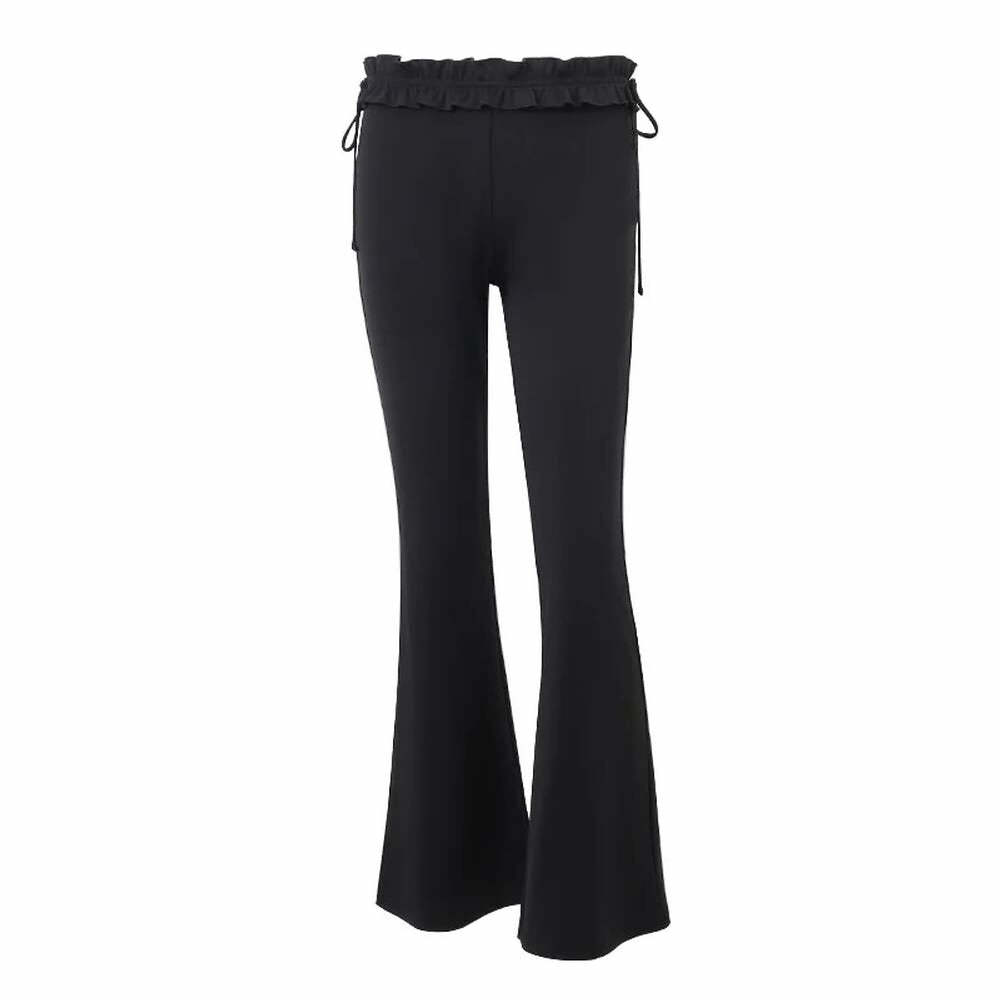 Y2K Gothic Low Rise Paperbag Waist Flare Pants - Retro 90s Grunge Summer Outfit