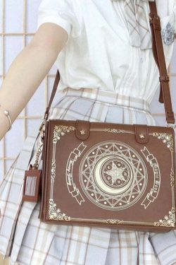 Y2K Gothic Magic Witchcraft Book Shoulder Bag - Retro 90s Grunge Pastel Goth Y2K Fashion