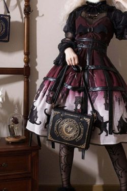 Y2K Gothic Magic Witchcraft Book Shoulder Bag - Retro 90s Grunge Pastel Goth Y2K Fashion