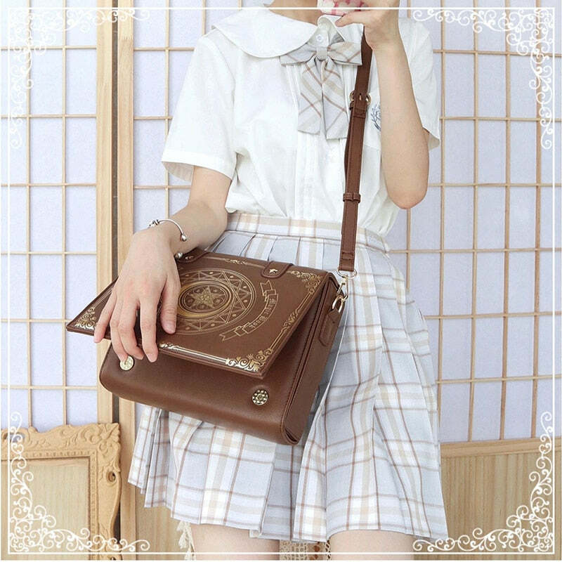 Y2K Gothic Magic Witchcraft Book Shoulder Bag - Retro 90s Grunge Pastel Goth Y2K Fashion