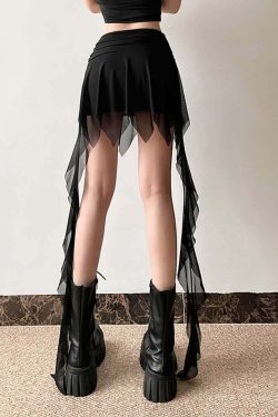 Y2K Gothic Mesh Handkerchief Mini Skirt - 90s Grunge, Retro Summer, Pastel Goth Fashion