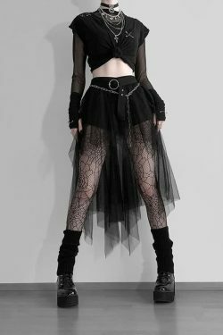 Y2K Gothic Mesh Mini Skirt - 90s Grunge, Retro, Pastel Goth, Y2K Summer & Party Outfits
