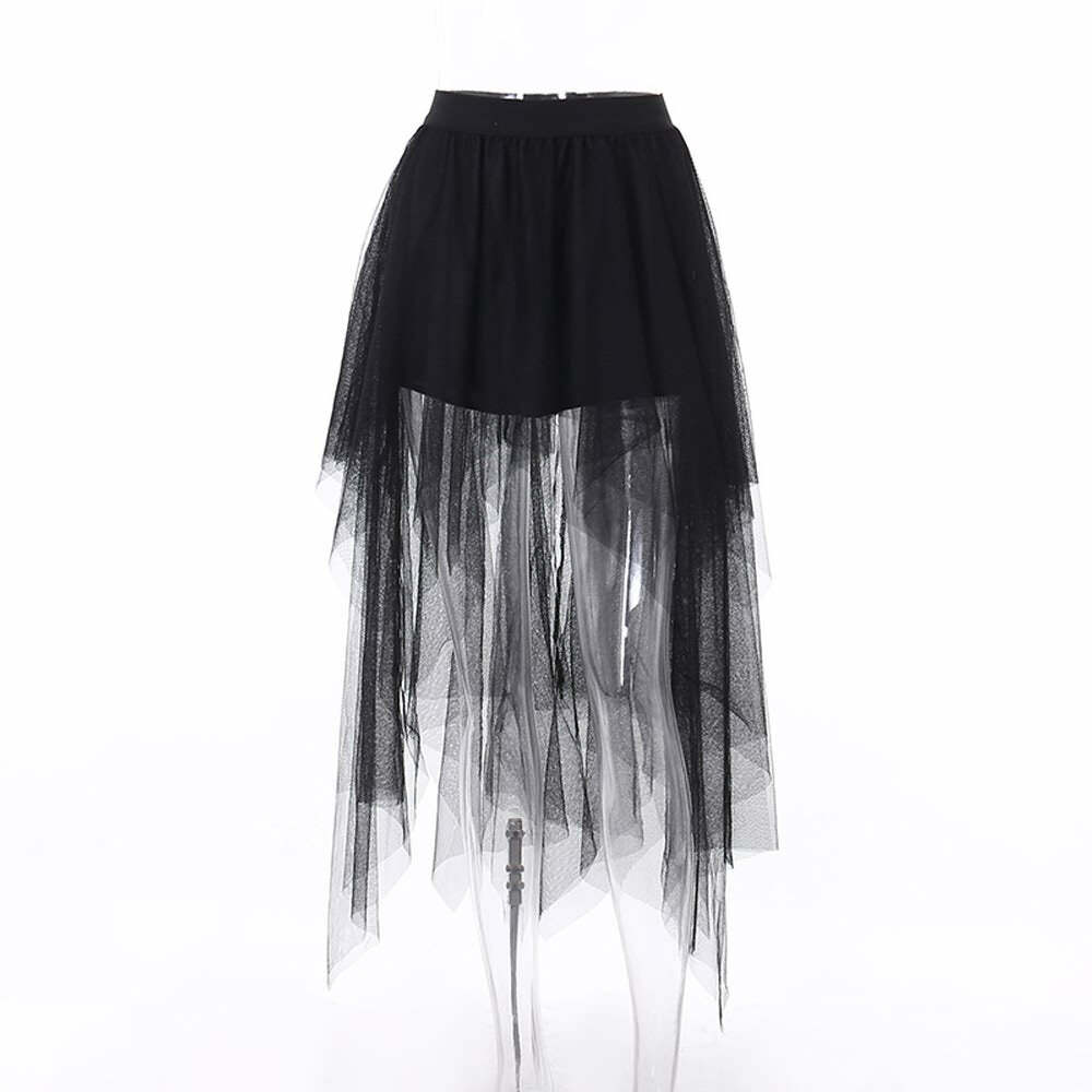Y2K Gothic Mesh Mini Skirt - 90s Grunge, Retro, Pastel Goth, Y2K Summer & Party Outfits