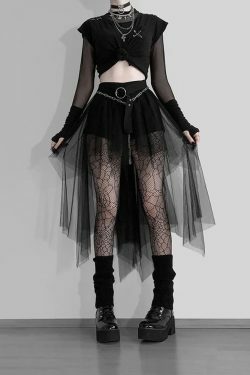 Y2K Gothic Mesh Mini Skirt - 90s Grunge, Retro, Pastel Goth, Y2K Summer & Party Outfits