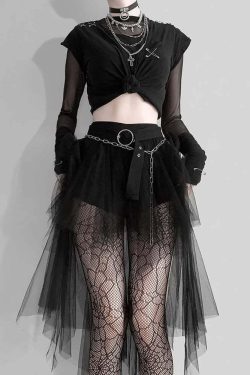 Y2K Gothic Mesh Mini Skirt - 90s Grunge, Retro, Pastel Goth, Y2K Summer & Party Outfits