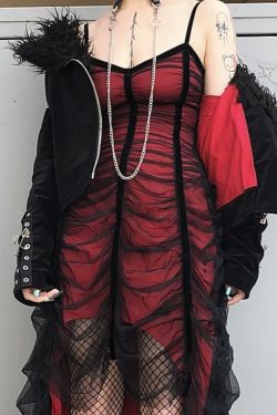 Y2K Gothic Mesh Overlay Asymmetrical Dress - 90s Grunge, Retro, Pastel Goth, Summer Party Outfit