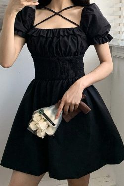 Y2K Gothic Mini Dress - Retro 90s Grunge, Summer Party Outfit, Pastel Goth, Y2K Fashion