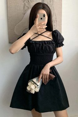 Y2K Gothic Mini Dress - Retro 90s Grunge, Summer Party Outfit, Pastel Goth, Y2K Fashion