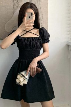 Y2K Gothic Mini Dress - Retro 90s Grunge, Summer Party Outfit, Pastel Goth, Y2K Fashion