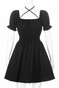 Y2K Gothic Mini Dress - Retro 90s Grunge, Summer Party Outfit, Pastel Goth, Y2K Fashion