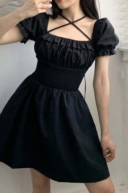 Y2K Gothic Mini Dress - Retro 90s Grunge, Summer Party Outfit, Pastel Goth, Y2K Fashion