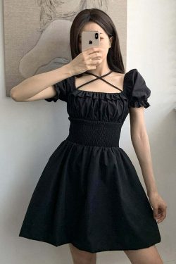 Y2K Gothic Mini Dress - Retro 90s Grunge, Summer Party Outfit, Pastel Goth, Y2K Fashion