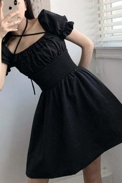 Y2K Gothic Mini Dress - Retro 90s Grunge, Summer Party Outfit, Pastel Goth, Y2K Fashion